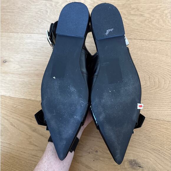 ASOS Ballet Flats Buckle Pointed Toe Legion Size US7 Black Patent - Picture 6 of 7